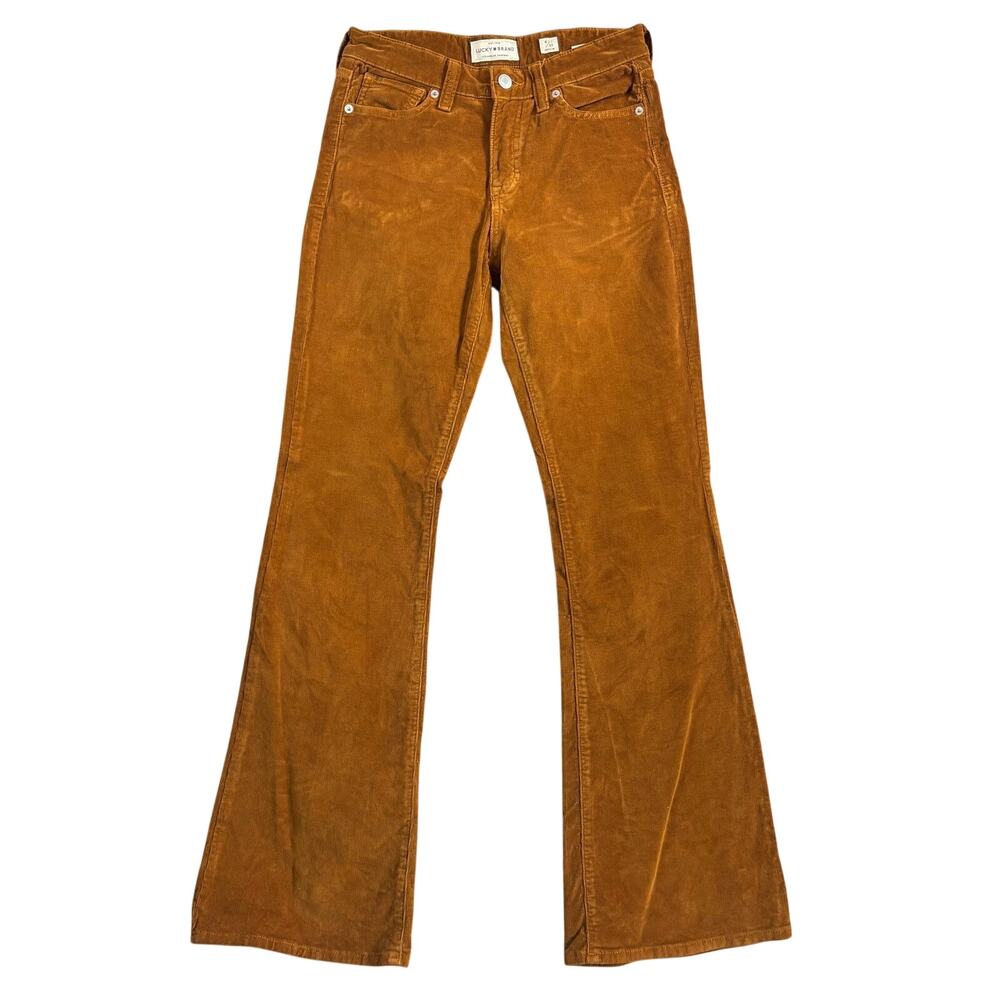 Lucky Brand Ava Flare Corduroy Pants 4 27 Brown 70s Boho Y2K Bell Bottom